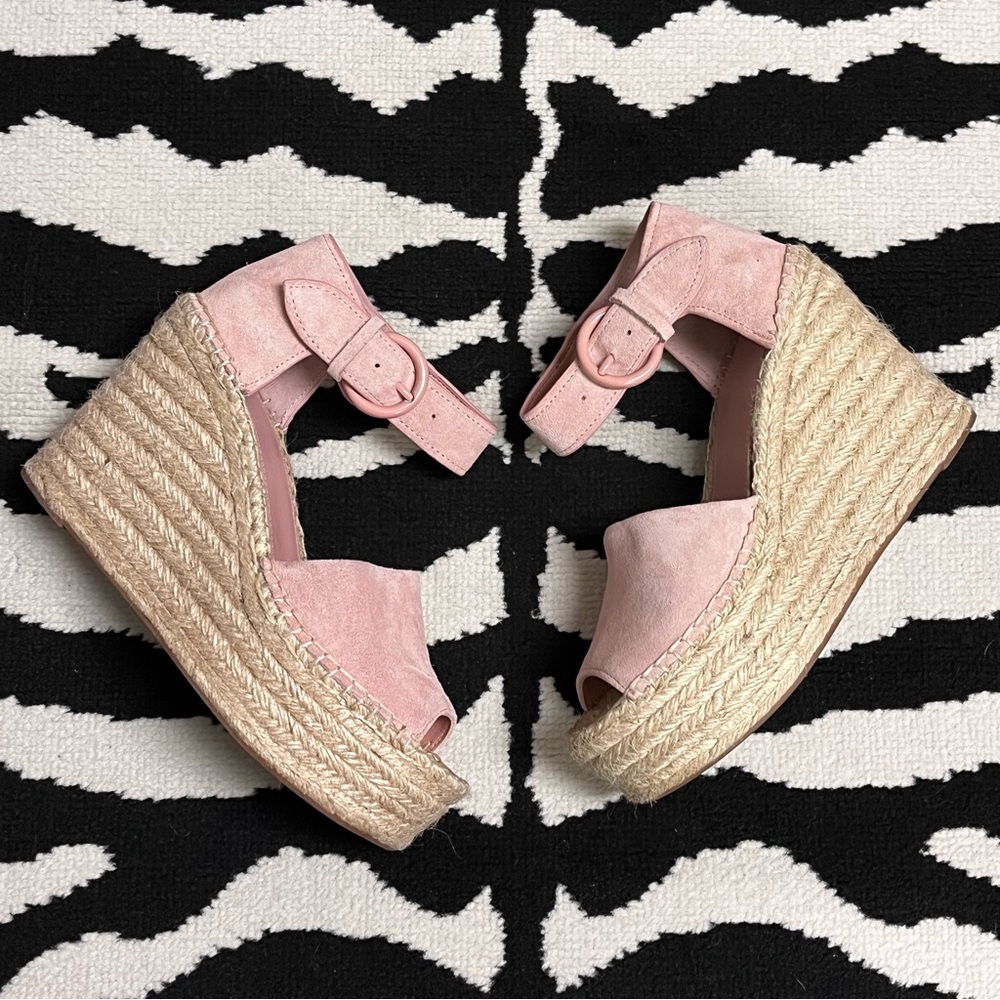 Marc Fisher Alida Espadrille Wedge Sandals In Light Pink Size 7.5 - Picture 9 of 16